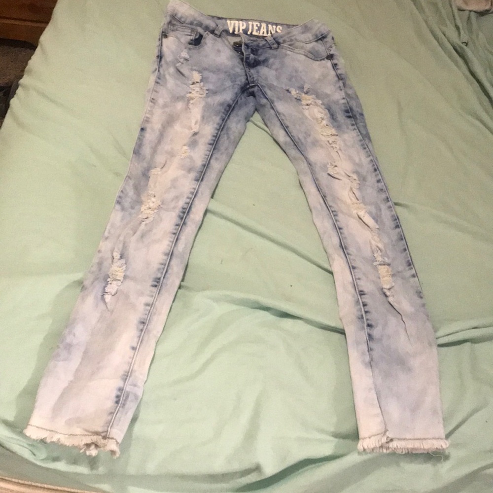Skinny ripped light/dark wash jeans size 5/6